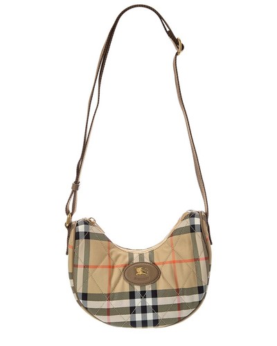 Burberry Horseshoe Check Quilted Canvas Hobo Bag Women's