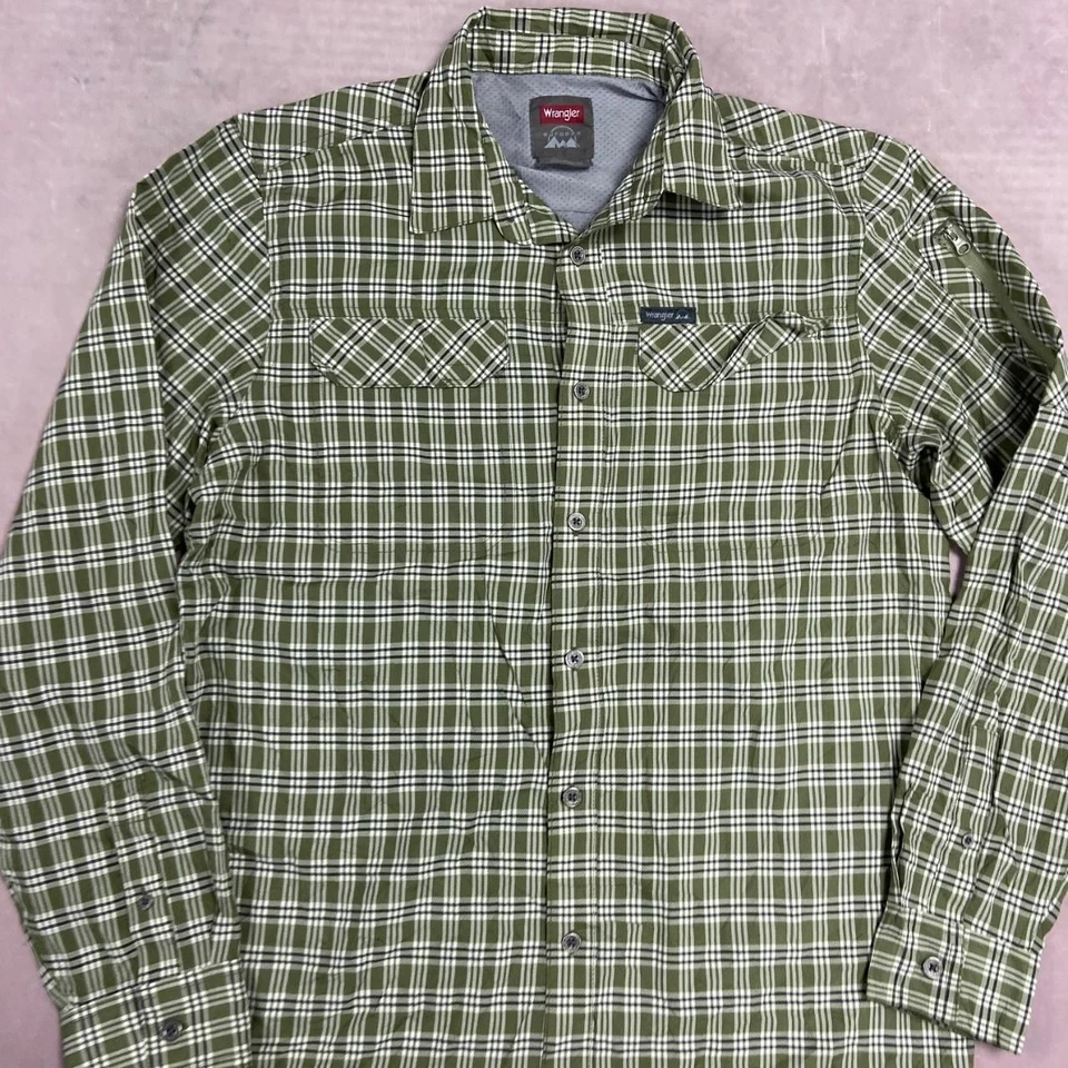 Wrangler Shirt Outdoor Checked Patterned Long Sleeve Shirt Men's M - Image 2 of 4