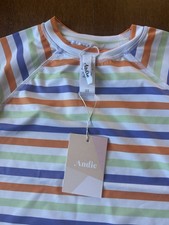 New 3T Striped Multicolor Long Sleeve Rash Guard Swim Shirt Boys Girls