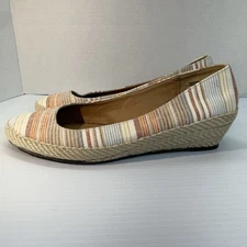 American Eagle Ella Striped Slip On Espadrille Wedge Payless Women’s Size 9 NWT