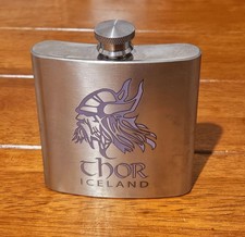 Thor Iceland Viking Hip Flask 8oz Stainless Steel ? Norse Design Screw Cap