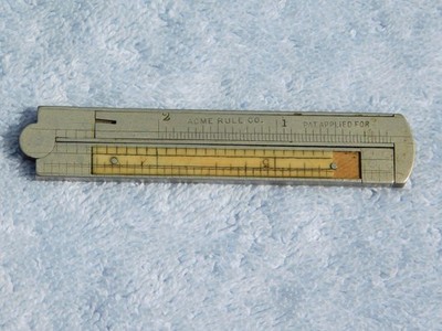 Vintage 6'' ACME RULE CO. Folding Rule with Caliper - Pat. Applied For