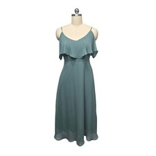 Birdy Grey Sage Green Chiffon Midi Dress Bridesmaid Formal Evening Size Small