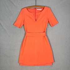 Trina Turk Derian Sheath Dress Size 2 Coral V Neck Short Sleeve Belted Tunic