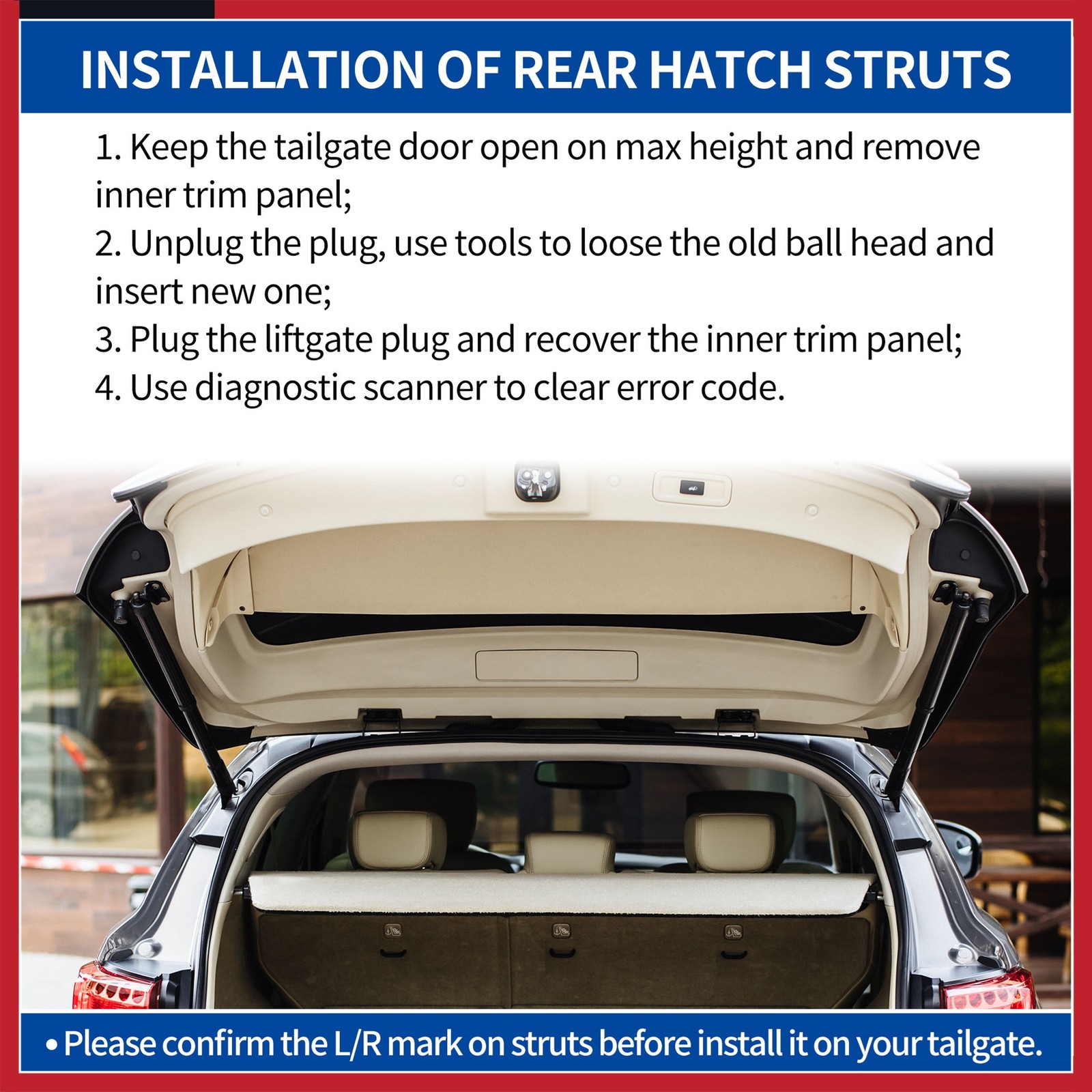 Rear LH Tailgate Power Lift Support Fit for Lincoln MKC 2015-2019