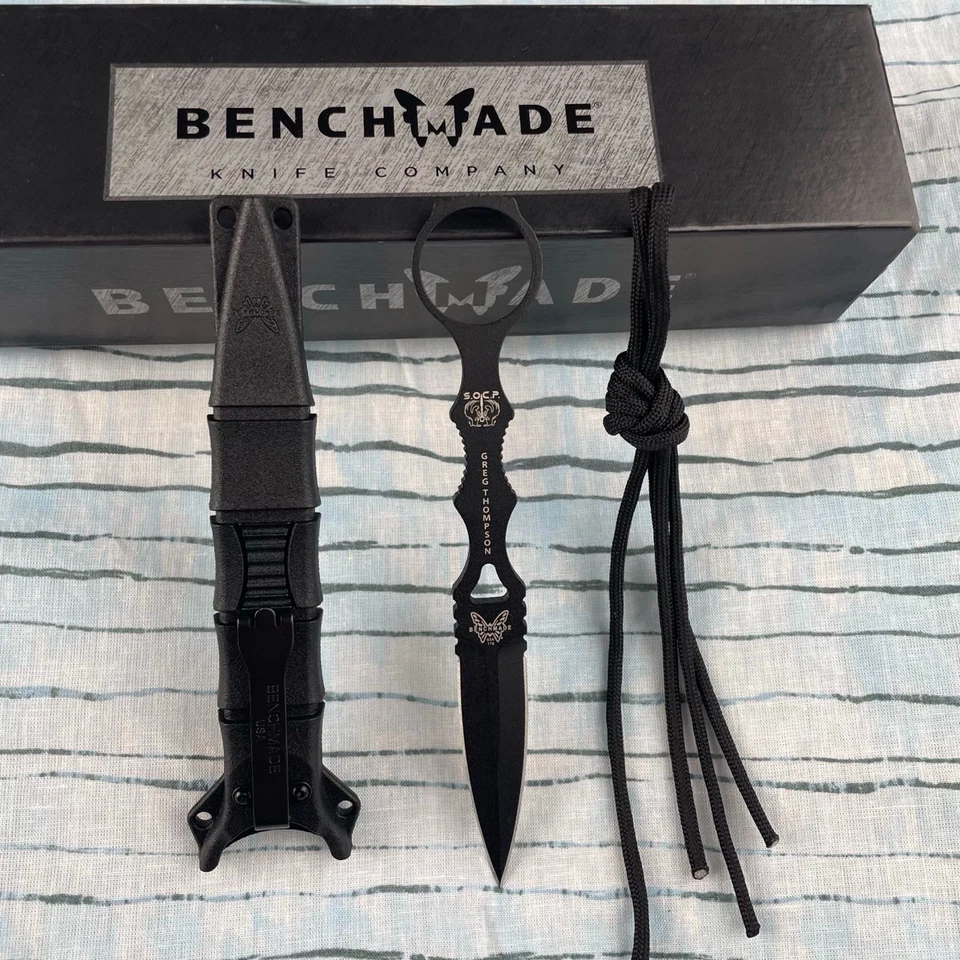 Nuevo cuchillo de hoja fija recubierto negro funda negra SOCP Dagger 176BK hecho en banco Foto 2 de 4