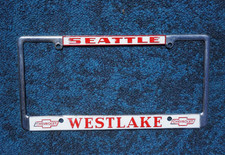 Vintage Westlake Seattle Washington License Plate Chevrolet Dealer Frame Vintage Westlake Seattle Washington License Plate Chevrolet Dealer Frame