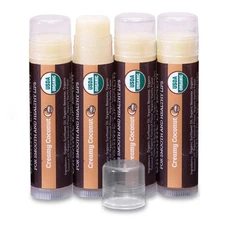 Earth's Daughter USDA Organic Lip Balm 4-Pack Creamy Coconut Cream White 