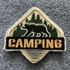 CAMPING 3x3 Embroidered Morale Patch Hook Backing Brand New