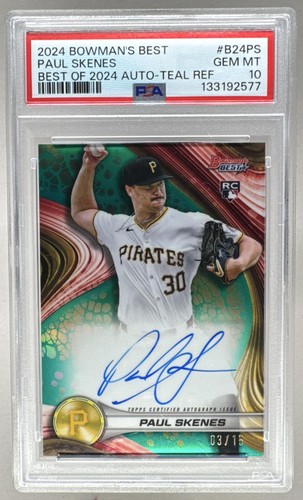 Paul Skenes 2024 Bowman's Best #B24-PS Teal Refractor RC Auto 3/15 PSA 10
