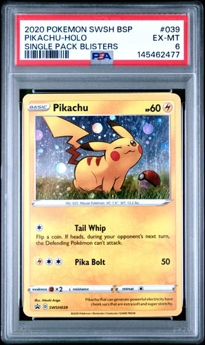 2020 POKEMON SWSH BLACK STAR PROMO SINGLE PACK BLISTERS #039 PIKACHU-HOLO PSA 6