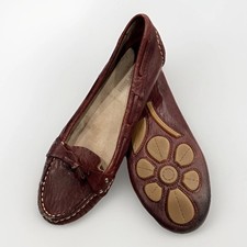 RARE Miu Miu Moccasin Flats Brown Leather Sz EU 37.5 Loafer Pre-Owned