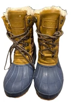 Khombu Letty Duck Boots Women’s 6M Brown Black Waterproof Winter Lace Up