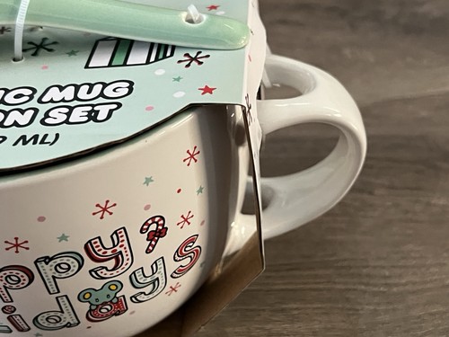Hello Kitty “Happy Holiday “ Ceramic Mug & Spoon Set New - Picture 4 of 4