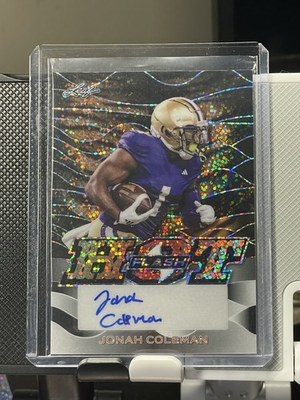 #ad 2024 Leaf Eclectic Jonah Coleman HOT FLASH SPECKLE 1 3 AUTO UDUB HUSKIES 🔥🔥 $10.00