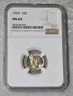 1929 P MERCURY DIME 90% SILVER CERTIFIED NGC MS 64 MS64 PHILADELPHIA MINT COIN