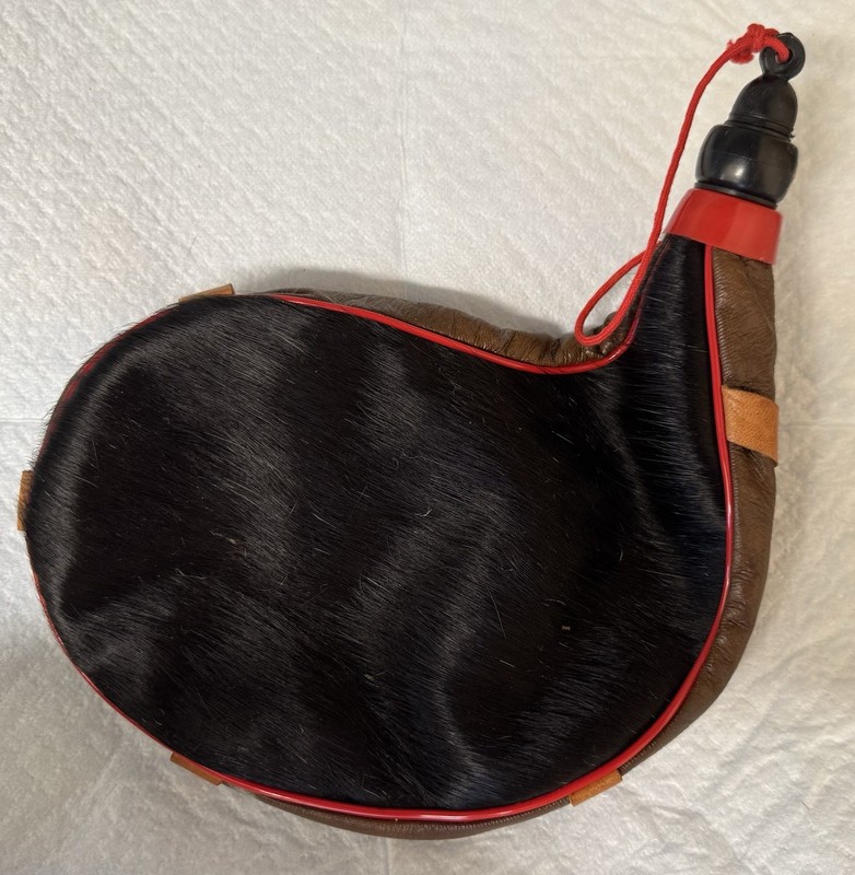 Vintage Greek Leather/fur Bota Wine Bag EUC - water/wine (never used)