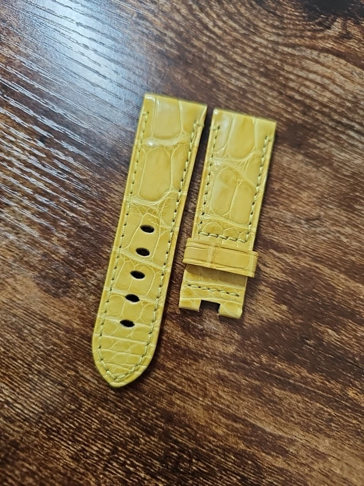 Correa Panerai 22/20 mm OEM cocodrilo semimat amarillo XS para hebilla de despliegue BDR  Foto 2 de 4