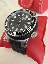 Swiss Legend Neptune Mens Watch 53mm Black Dial MOP Date New Battery Worn 1 Time