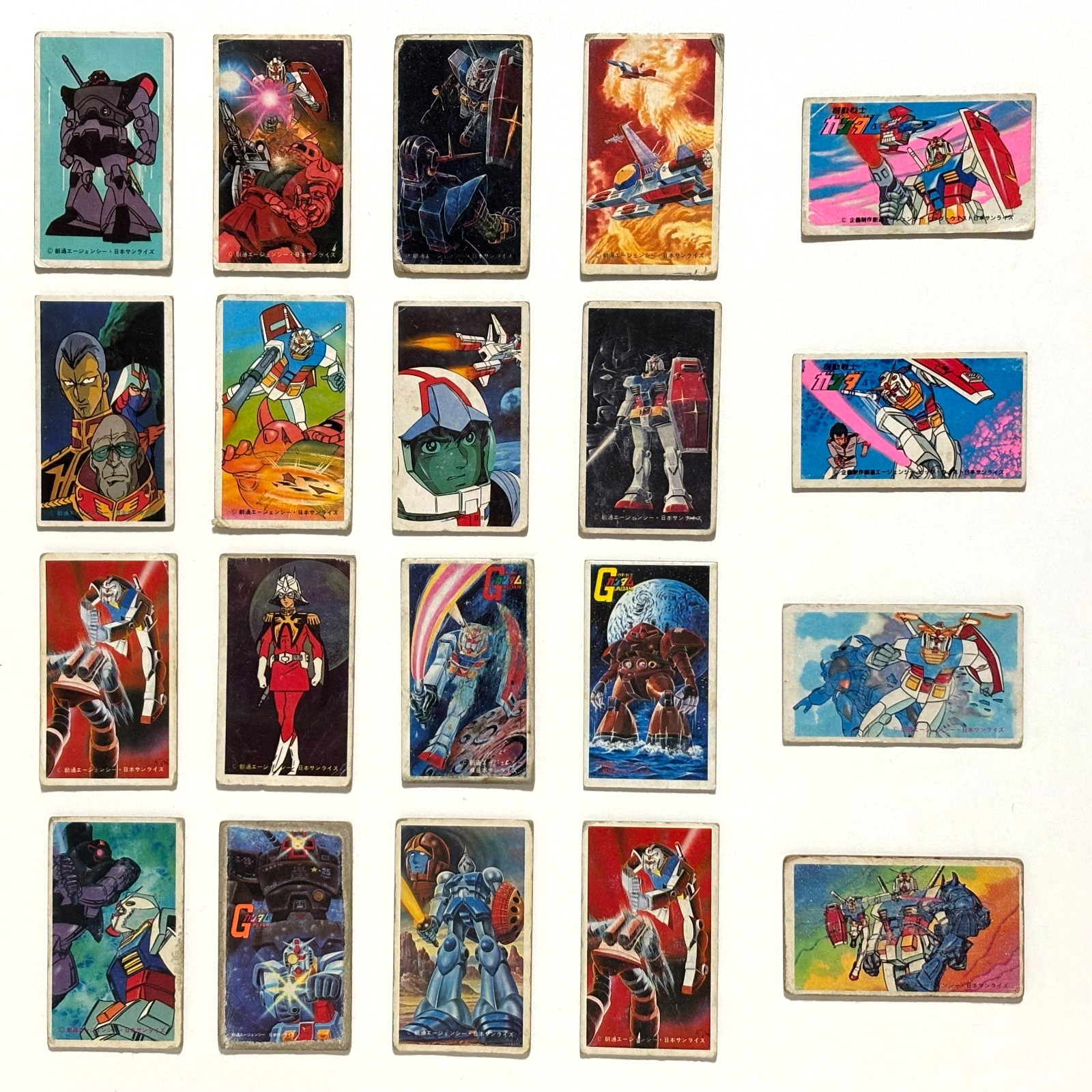 Vintage Gundam Menko Card Lot 20pcs Japan Anime Retro Game Cards Used 1980s