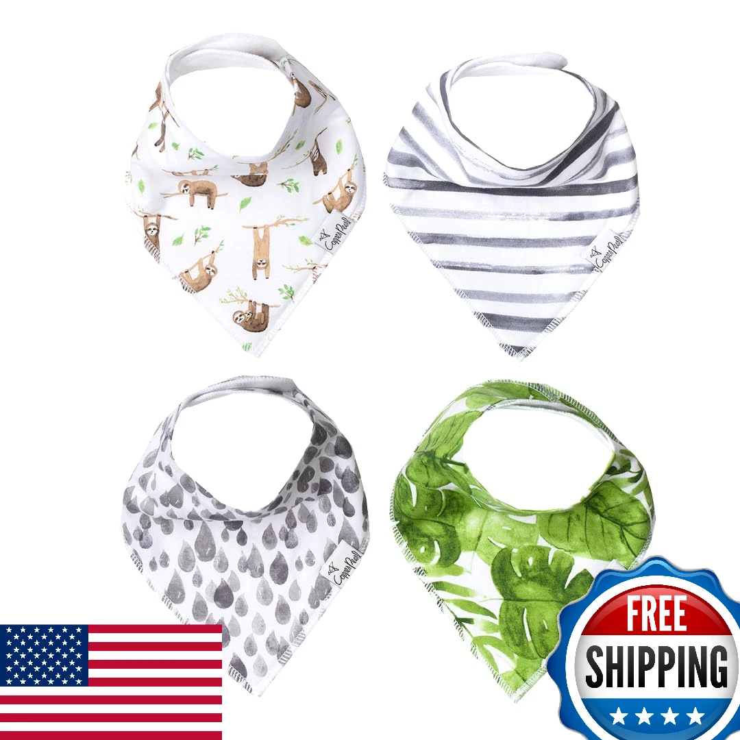 Copper Pearl 4-Pack Soft Cotton Baby Bibs for Drooling, Teething, & Messy Eating