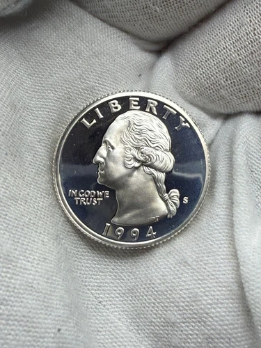 EXQUISITE 90% SILVER D-CAM 1994-S WASHINGTON QUARTER - CHOICE GEM PROOF SCARCE
