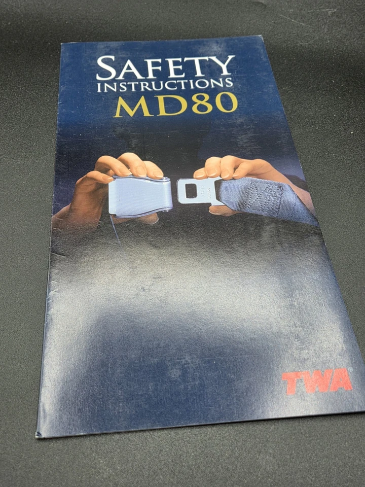 Lote de 3 tarjetas de instrucciones de seguridad TWA Trans World Airways MD 80 / Boeing 757 Foto 3 de 4