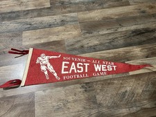 Vintage All Star East West Football Game Pennant Felt 27&rdquo; Red Flag Banner