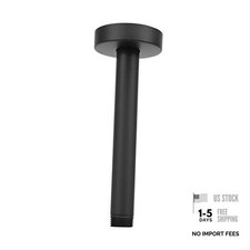 Ceiling Mounted Shower Arm, Rain Extension Arm With Flange Matte Black 6 Inch