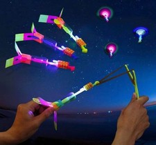 LED Slingshot Helicopter Toys 10-Pack Pink  Yellow Flying Light Kids Toys