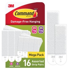 Command Picture Hanging Strips, Value Pack - 8 Pairs Groß/Mittelgross, White  2.08 per strip