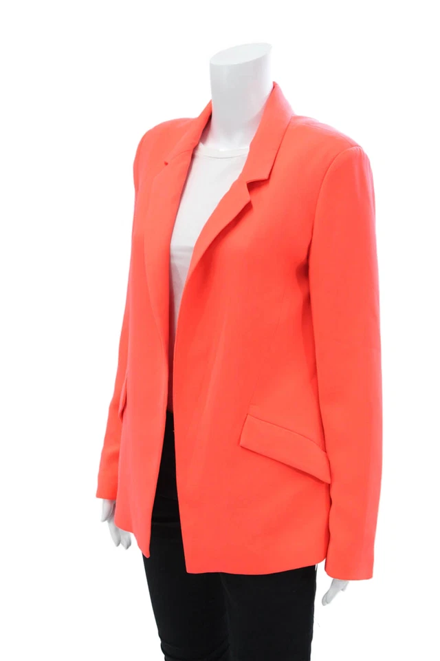 Chaqueta Blazer Bardot Mujer Clásica Solapa Frente Abierto Naranja Neón Talla 4 Foto 2 de 4
