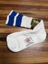 VTG Wick Dry Crew Socks Moisture Wicking Full Cushion Orlon Blue Stripe 10-13