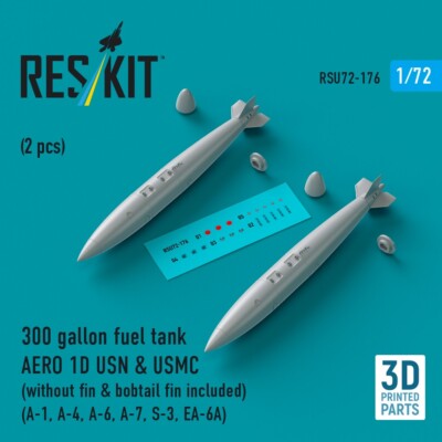 1/72 Reskit RSU72-0176 300 gallon fuel tank AERO 1D USN & USMC (without fin & bo