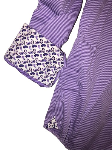 Robert Graham Youth Boys L (14-16) Button Up Purple Paisley Cuffs Preppy Easter - Picture 5 of 11