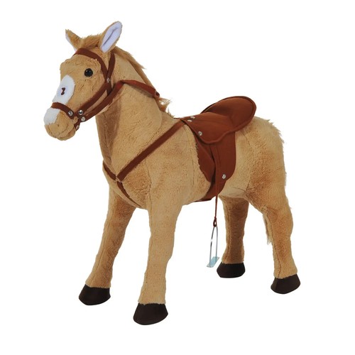 Plush Soft Standing Ride-On Horse Toy with Neigh Sound for Children Beige - Picture 10 of 12
