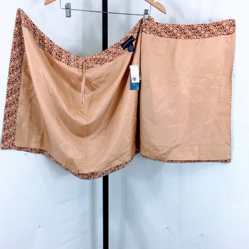 Charter Club Silk Wrap Skirt Morocco Ikat Print A Line Brown Midi Length Size 8 - Picture 5 of 8