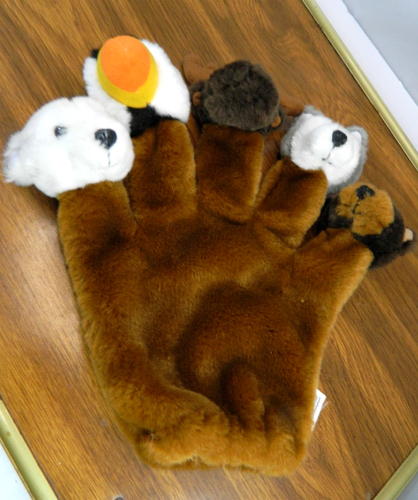 Alaska Animals Hand Puppet Glove with Bear Wolf Polar Bear Moose Puffin Plush - Picture 3 of 18
