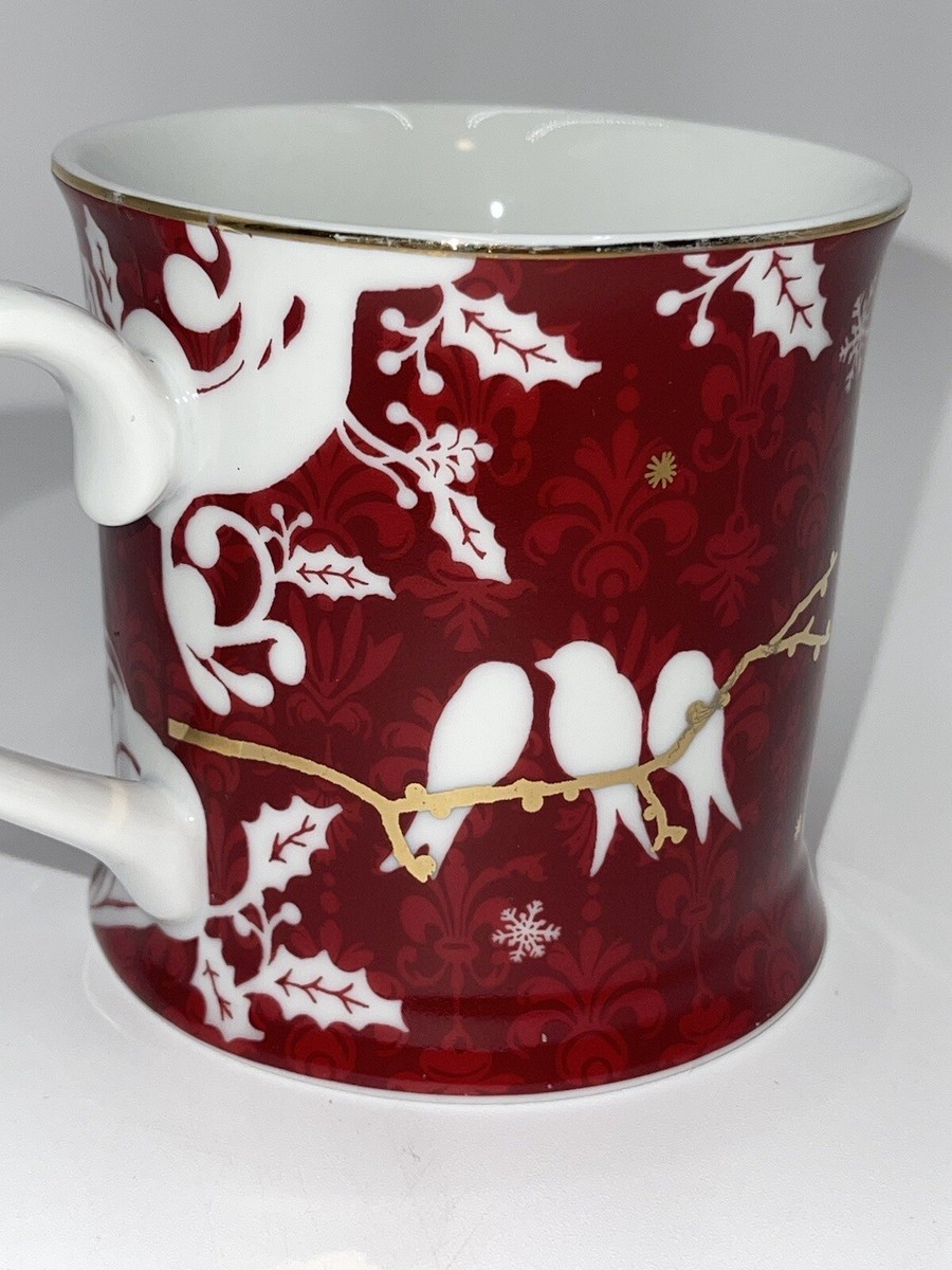 Starbucks Rosanna Holiday Red White Gold Snowflake Doves Bird 2010 Mug Cup  | eBay