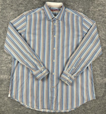 Robert Graham Shirt Mens XL Multi Striped Floral Flip Cuff Casual Button Up