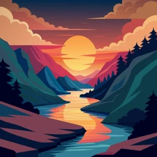 Digital picture Lake Digital Painting PNG printable file