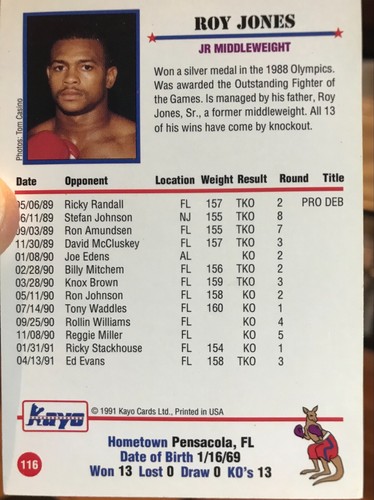 1991 Kayo Boxing Complete Set of 250 Cards Inc.2 Rare Holograms,Roy Jones Jr RC  - Picture 3 of 8