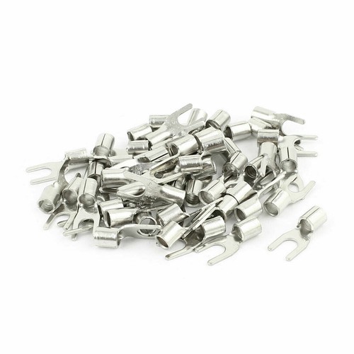 50PCS Uninsulated Furcate Fork Terminals Cable Lug SNBS5.5-4 AWG 12-10 ✦KD - Picture 2 of 4