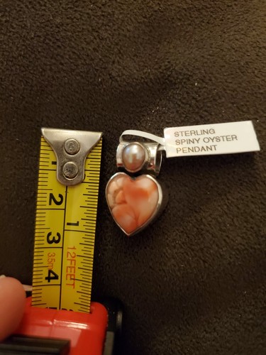 Southwest Style Sterling Silver Pendant With Genuine Pearl And Pink Spiny Oyster - Picture 6 of 8