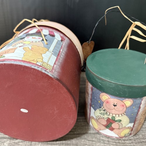CRAZY MOUNTAIN Snowman/Teddy Bear~Set of 2~Nested Cardboard Canisters~Christmas - Picture 5 of 7