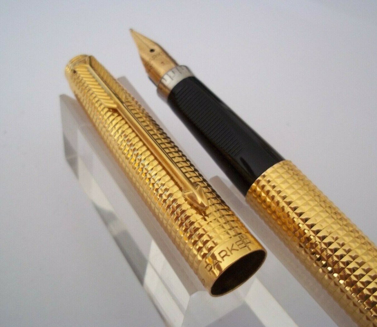 Stylo Plume Parker 75 - Plaque Or Pointe Diamant - Plume En Or - Excellent État Occasion