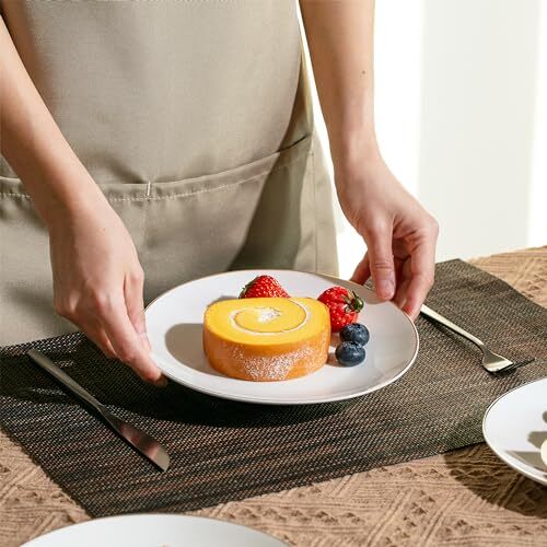 BTaT- White Dessert Plates, Set Of 6, 8 Inch, White Porcelain