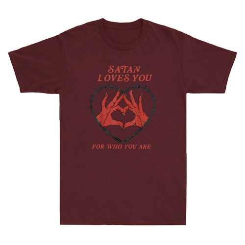 Satan Loves You For Who You Are Funny Saying Quote Gift Vintage Men's T-Shirt - Picture 8 of 8