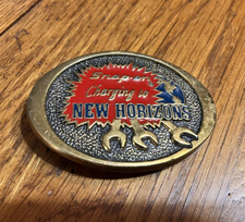 SNAP-ON TOOLS CHARGING TO NEW HORIZONS BRASS BELT BUCKLE MADE IN USA BTS