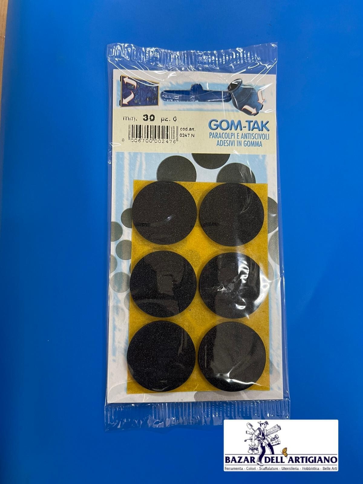 PARACOLPI E ANTISCIVOLI ADESIVI IN GOMMA MM30 GOM-TAK